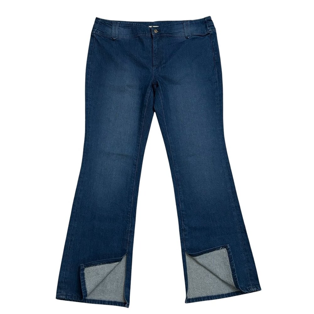 We the Free Free People Size 33 Denim Pants Low Rise Split Hem Ins. 33" Blue NWT